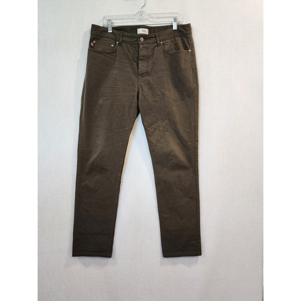 Spoke London Fives Build B Mens Olive Brown 5-Pocket Pants Waist 34 5-Button Fly